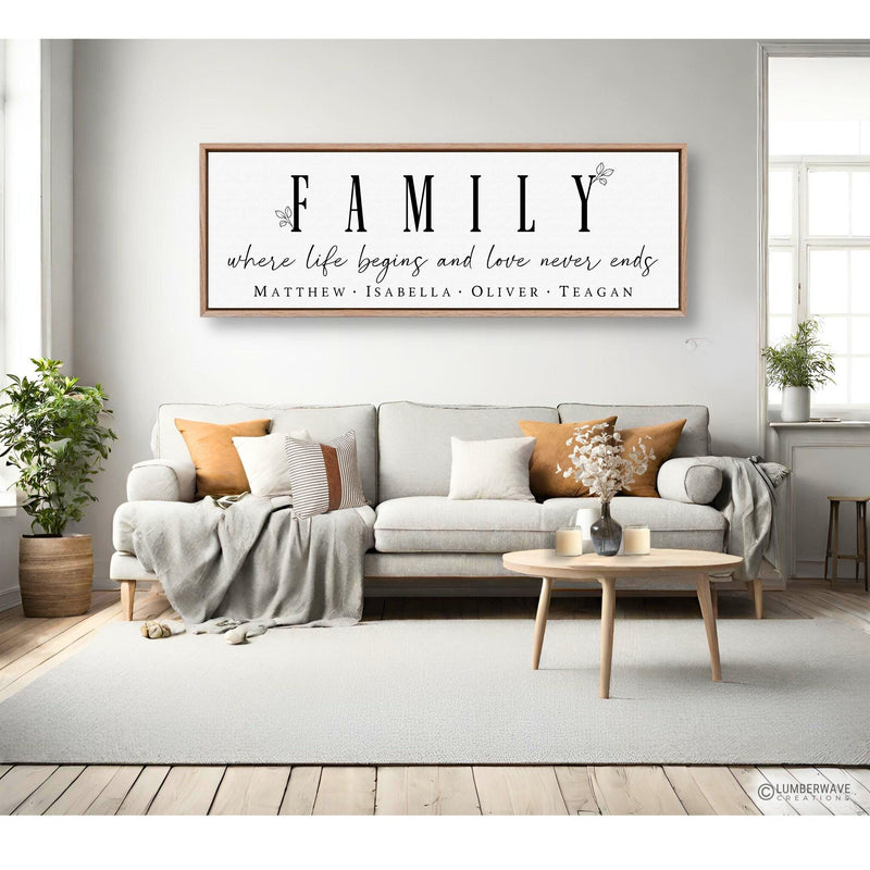 Family Where Life Begins And Love Never Ends Sign