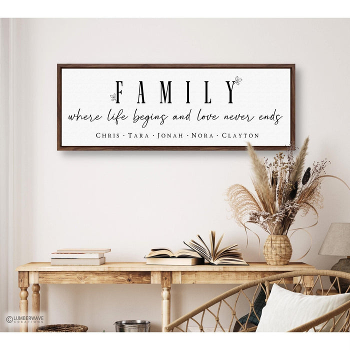 Family Where Life Begins And Love Never Ends Sign