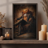 Pumpkin Head Print – Halloween Wall Decor | Gothic Dark Academia Art