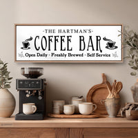 Coffee Bar Sign - Personalized Kitchen Wall Decor & Barista Art Print