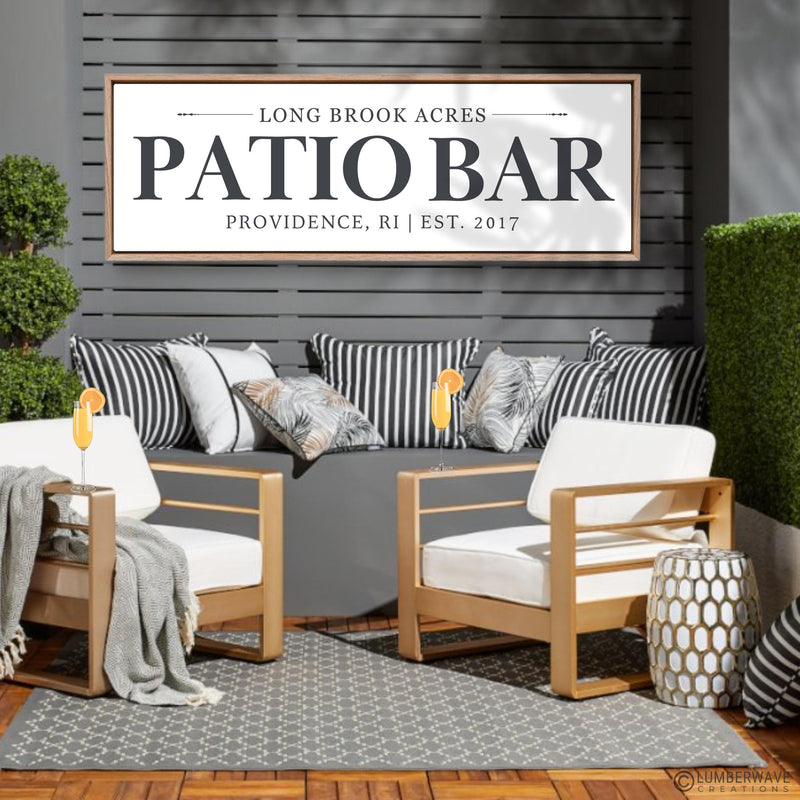 Patio Bar Sign - Custom Patio Sign & Backyard Wall Decor | Personalized Deck Print