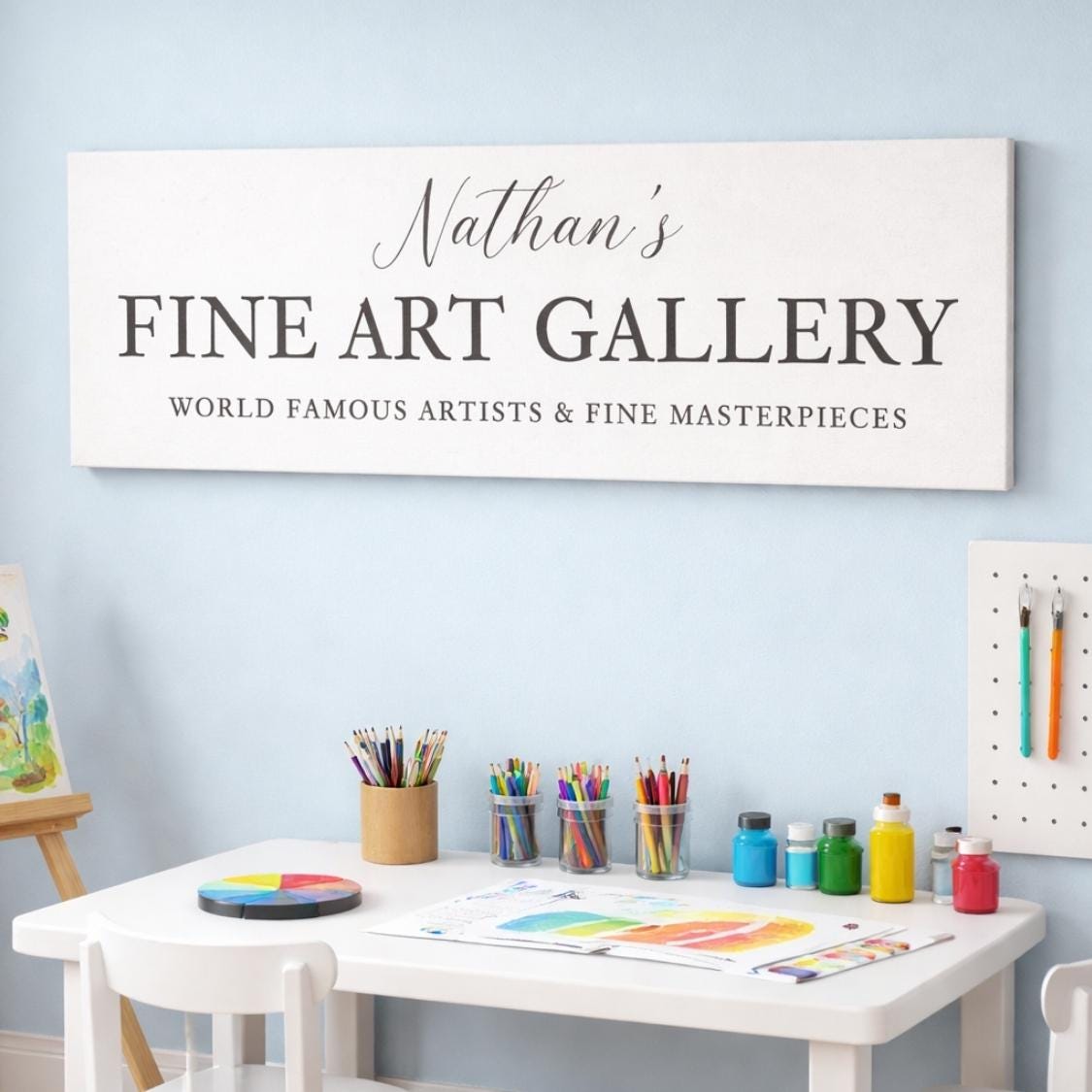 Personalized Kids Art Gallery Sign | Children's Art Display Canvas Print