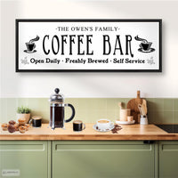 Coffee Bar Sign - Personalized Kitchen Wall Decor & Barista Art Print