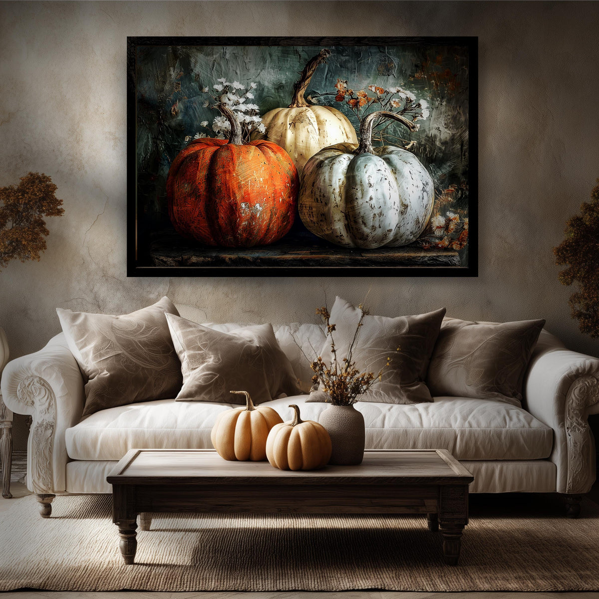 Rustic Pumpkin Print – Moody Halloween Wall Art | Vintage Gothic Painting