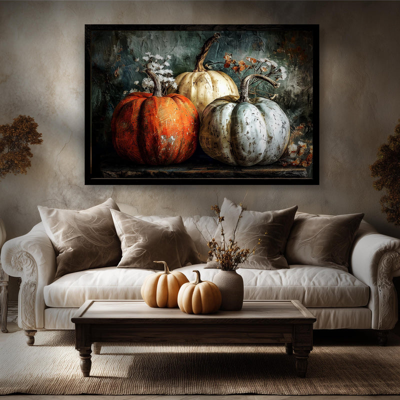 Rustic Pumpkin Print – Moody Halloween Wall Art | Vintage Gothic Painting