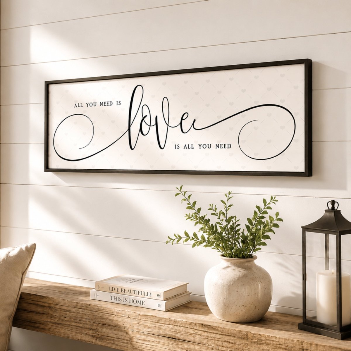 All You Need Is Love Canvas Sign - Music Lyrics Wall Decor - Lumberwave Creations