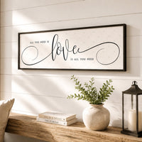 All You Need Is Love Canvas Sign - Music Lyrics Wall Decor - Lumberwave Creations