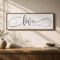 All You Need Is Love Canvas Sign - Music Lyrics Wall Decor - Lumberwave Creations