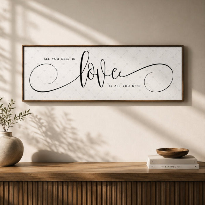 All You Need Is Love Canvas Sign - Music Lyrics Wall Decor - Lumberwave Creations