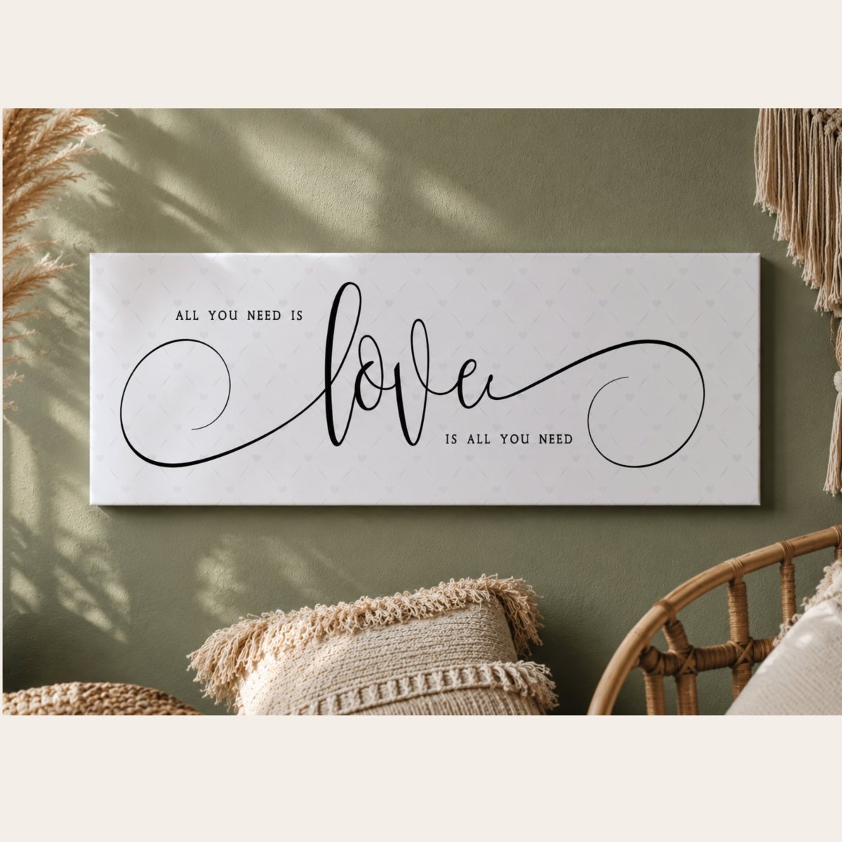 All You Need Is Love Canvas Sign - Music Lyrics Wall Decor - Lumberwave Creations