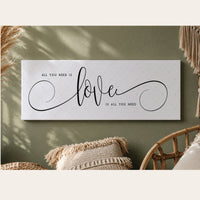 All You Need Is Love Canvas Sign - Music Lyrics Wall Decor - Lumberwave Creations
