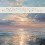 The image is a digital painting of a serene ocean scene with a sunset sky. The painting features a variety of subtle artwork edge variations, depending on the selected product.