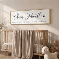 Baby Name Print - Personalized Nursery Name Sign With Birth Stats Above Crib - Lumberwave Creations
