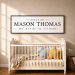 Baby Name Sign - Personalized Crib Print | Birth Statistics & Nursery Decor - Lumberwave Creations
