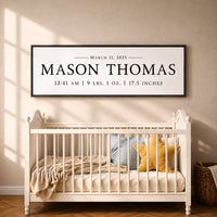 Baby Name Sign - Personalized Crib Print | Birth Statistics & Nursery Decor - Lumberwave Creations