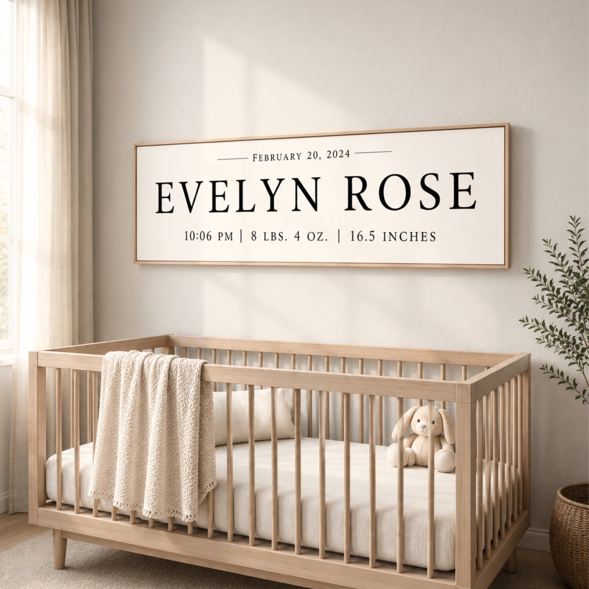 Baby Name Sign - Personalized Crib Print | Birth Statistics & Nursery Decor - Lumberwave Creations