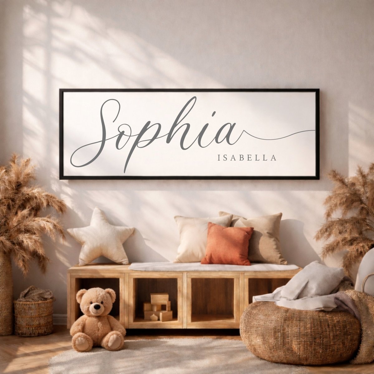Baby Name Sign - Personalized Nursery Name Sign Above Crib Print | Custom Baby Gift - Lumberwave Creations
