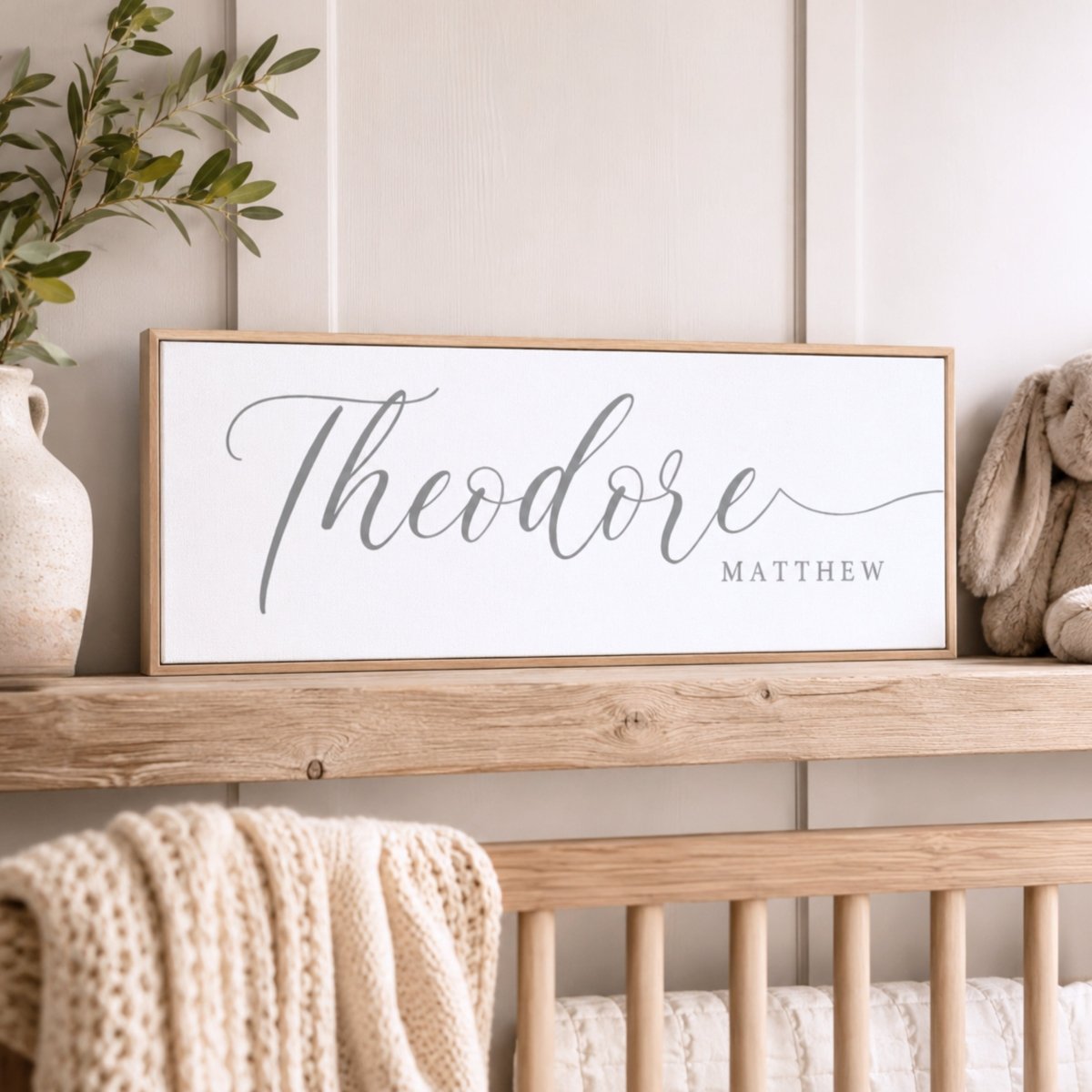 Baby Name Sign - Personalized Nursery Name Sign Above Crib Print | Custom Baby Gift - Lumberwave Creations