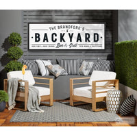 Backyard Bar Sign - Personalized Patio Wall Decor | Custom Grill Sign Wood Framed - Lumberwave Creations