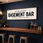 Basement Bar Sign - Personalized Bar Cart Sign & Lounge Wall Art Decor - Lumberwave Creations