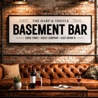 Basement Bar Sign - Personalized Bar Cart Sign & Lounge Wall Art Decor - Lumberwave Creations