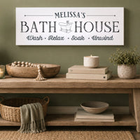 Bath House Sign - Personalized Bathroom Wall Decor | Rustic Bathtub Wall Art - Lumberwave Creations