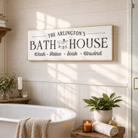 Bath House Sign - Personalized Bathroom Wall Decor | Rustic Bathtub Wall Art - Lumberwave Creations
