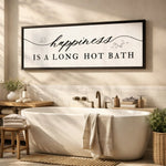 Bathroom Wall Decor – Long Hot Bath Sign Above The Tub With Relaxing Quote - Lumberwave Creations