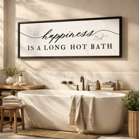 Bathroom Wall Decor – Long Hot Bath Sign Above The Tub With Relaxing Quote - Lumberwave Creations