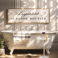 Bathroom Wall Decor – Long Hot Bath Sign Above The Tub With Relaxing Quote - Lumberwave Creations