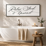 Bathroom Wall Decor – Relax Soak Unwind Bath Sign | Rustic Farmhouse Art Print - Lumberwave Creations