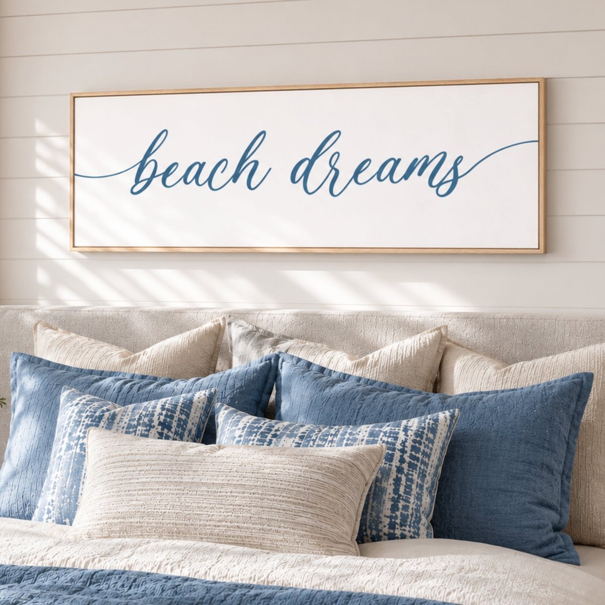 Beach Dreams Sign - Coastal Wall Decor | Master Bedroom Signs & Nautical Ocean Print - Lumberwave Creations