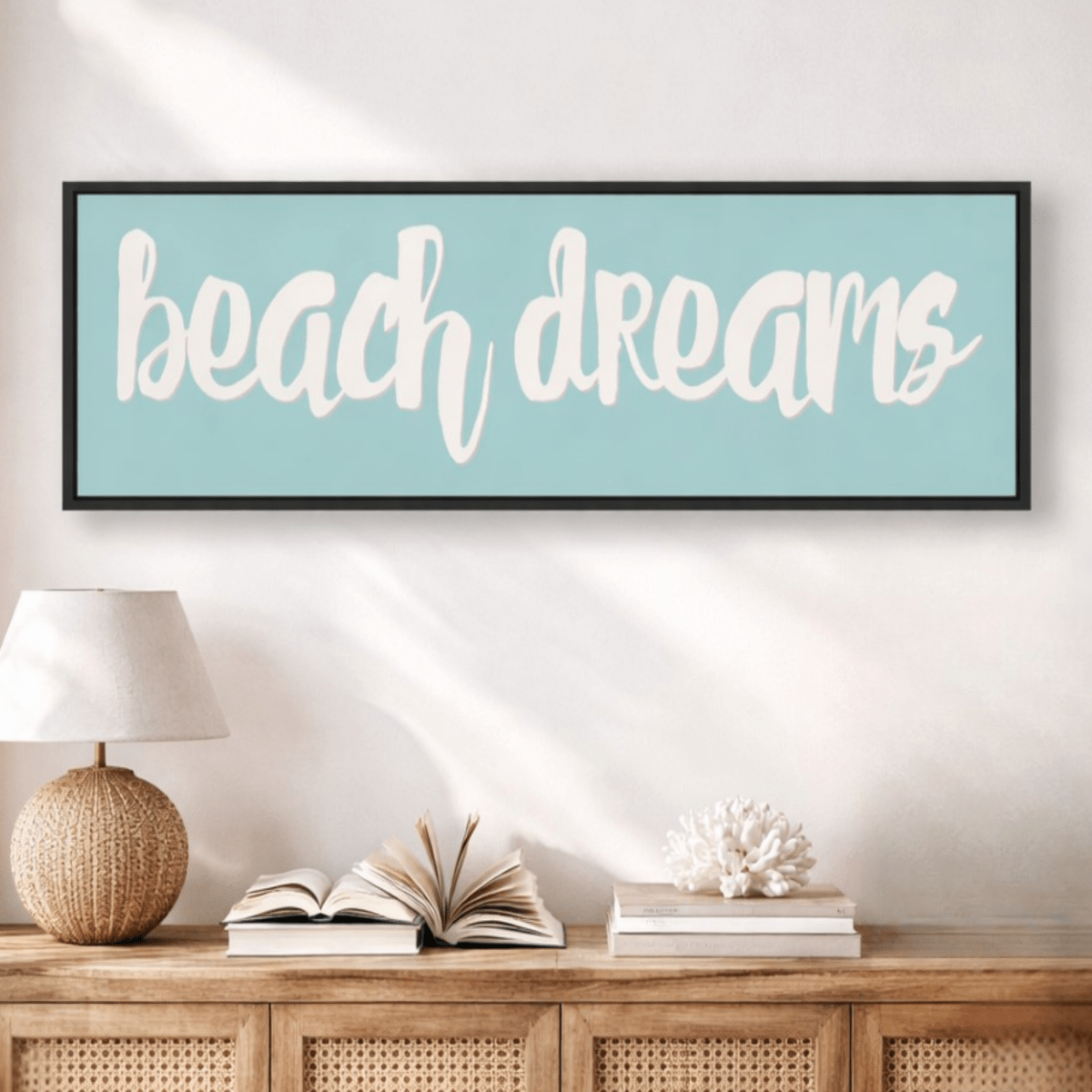 Beach Dreams Sign - Coastal Wall Decor | Nautical Ocean Print for Bedroom - Lumberwave Creations