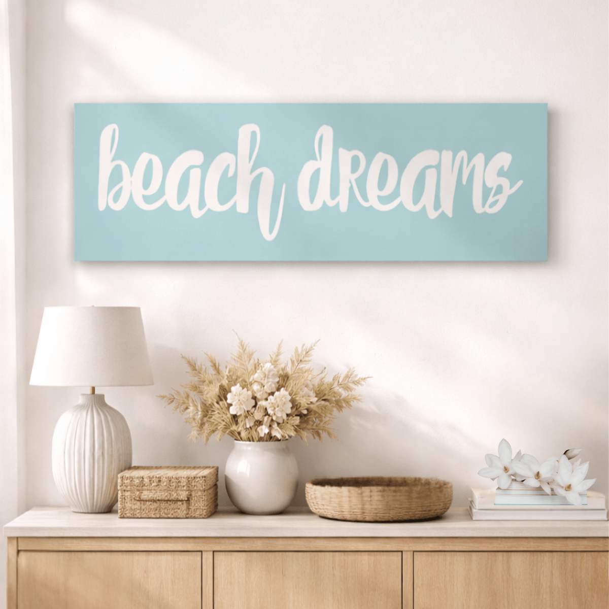 Beach Dreams Sign - Coastal Wall Decor | Nautical Ocean Print for Bedroom - Lumberwave Creations