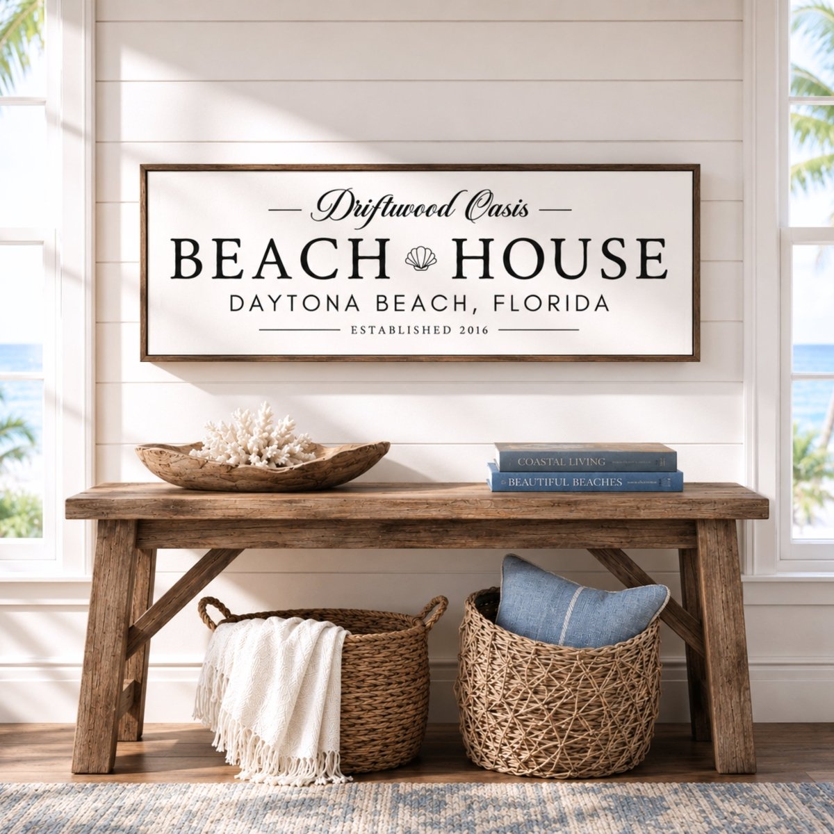 Beach House Sign - Personalized Coastal Wall Decor & Custom Beach Name Sign - Lumberwave Creations
