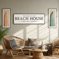 Beach House Sign - Personalized Coastal Wall Decor & Welcome Entryway Art - Lumberwave Creations