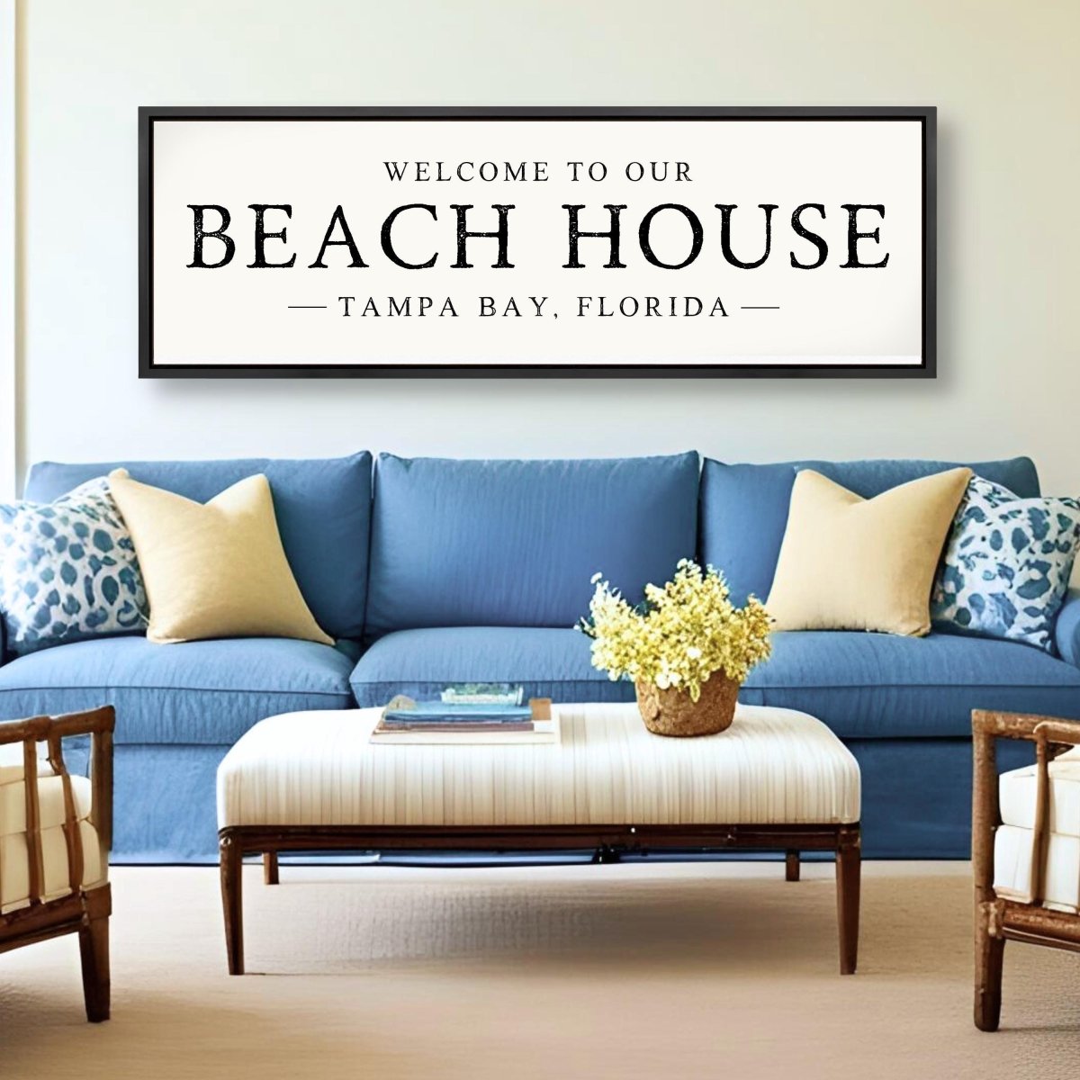 Beach House Sign - Personalized Coastal Wall Decor & Welcome Entryway Art - Lumberwave Creations