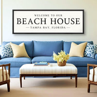 Beach House Sign - Personalized Coastal Wall Decor & Welcome Entryway Art - Lumberwave Creations