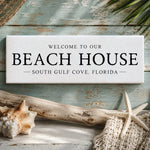 Beach House Sign - Personalized Coastal Wall Decor & Welcome Entryway Art - Lumberwave Creations