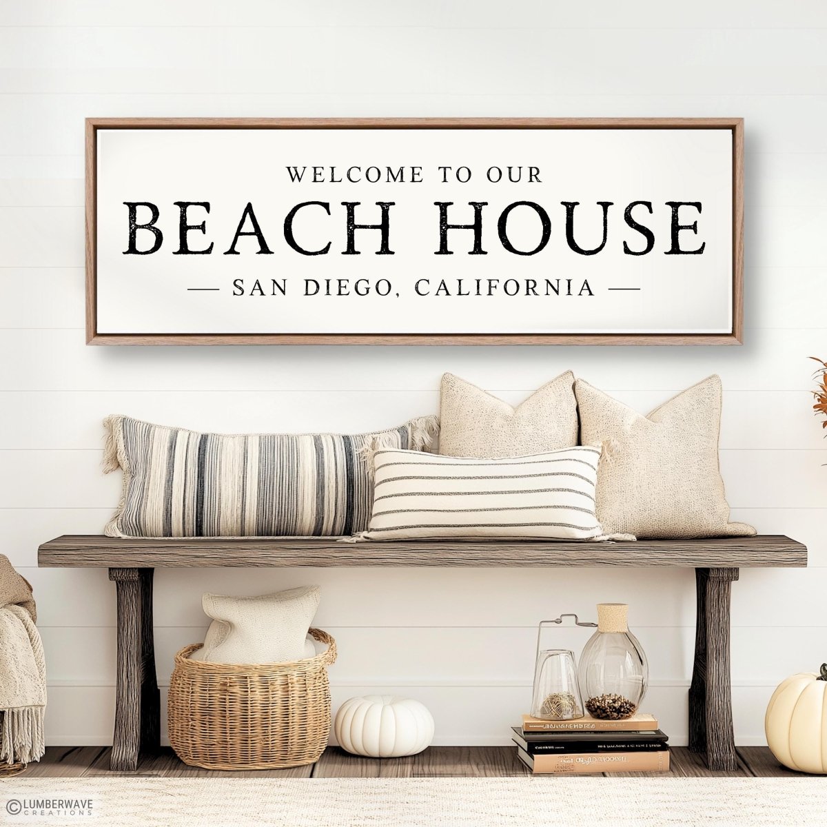 Beach House Sign - Personalized Coastal Wall Decor & Welcome Entryway Art - Lumberwave Creations