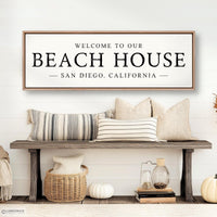 Beach House Sign - Personalized Coastal Wall Decor & Welcome Entryway Art - Lumberwave Creations