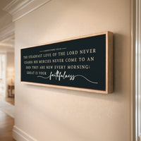 Bible Verse Sign – Lamentations 3 Print | Steadfast Love Christian Wall Decor - Lumberwave Creations