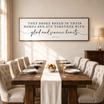 Bible Verse Wall Art – Acts 2:46 Print | Scripture Wall Decor for Dining Room - Lumberwave Creations