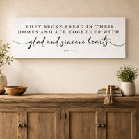 Bible Verse Wall Art – Acts 2:46 Print | Scripture Wall Decor for Dining Room - Lumberwave Creations