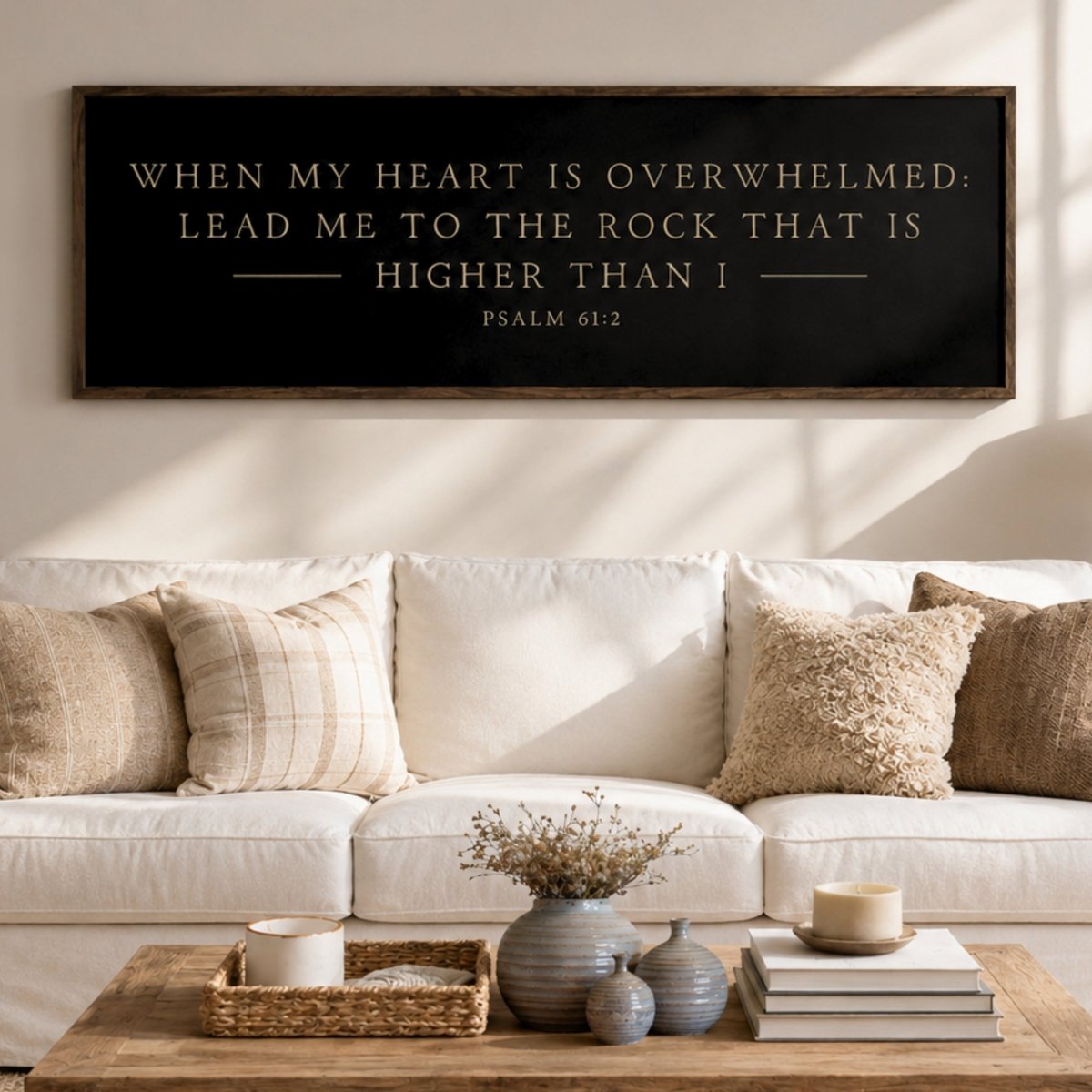 Bible Verse Wall Decor Featuring Psalm 61:2 | Faith Home Decor | Christian Scripture Sign & Art - Lumberwave Creations