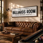 Billiards Room Sign - Personalized Pool Table Decor & Man Cave Wall Art - Lumberwave Creations
