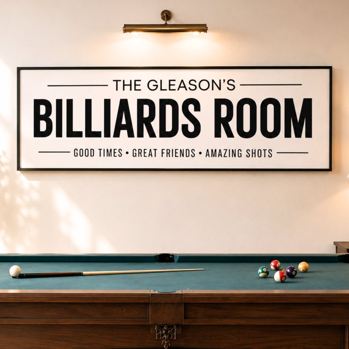 Billiards Room Sign - Personalized Pool Table Decor & Man Cave Wall Art - Lumberwave Creations