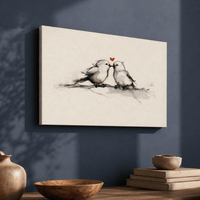 Birds On A Branch – Minimalist Bird Art With Heart And Bird Design - Lumberwave Creations