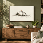 Birds On A Branch – Minimalist Bird Art With Heart And Bird Design - Lumberwave Creations