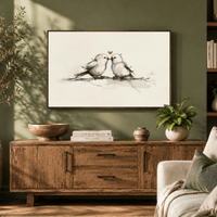 Birds On A Branch – Minimalist Bird Art With Heart And Bird Design - Lumberwave Creations
